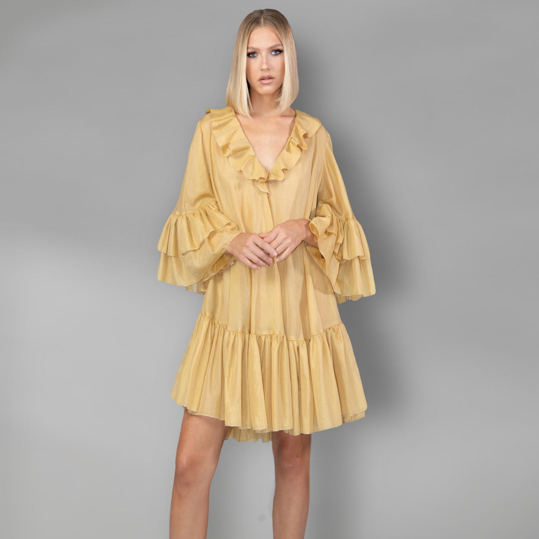 Silk Cotton Ruffle Dress