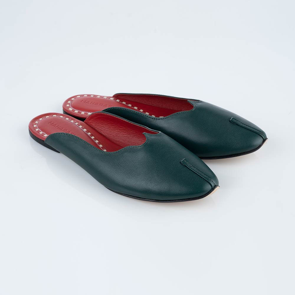 Mukstar Bottle Green Mules