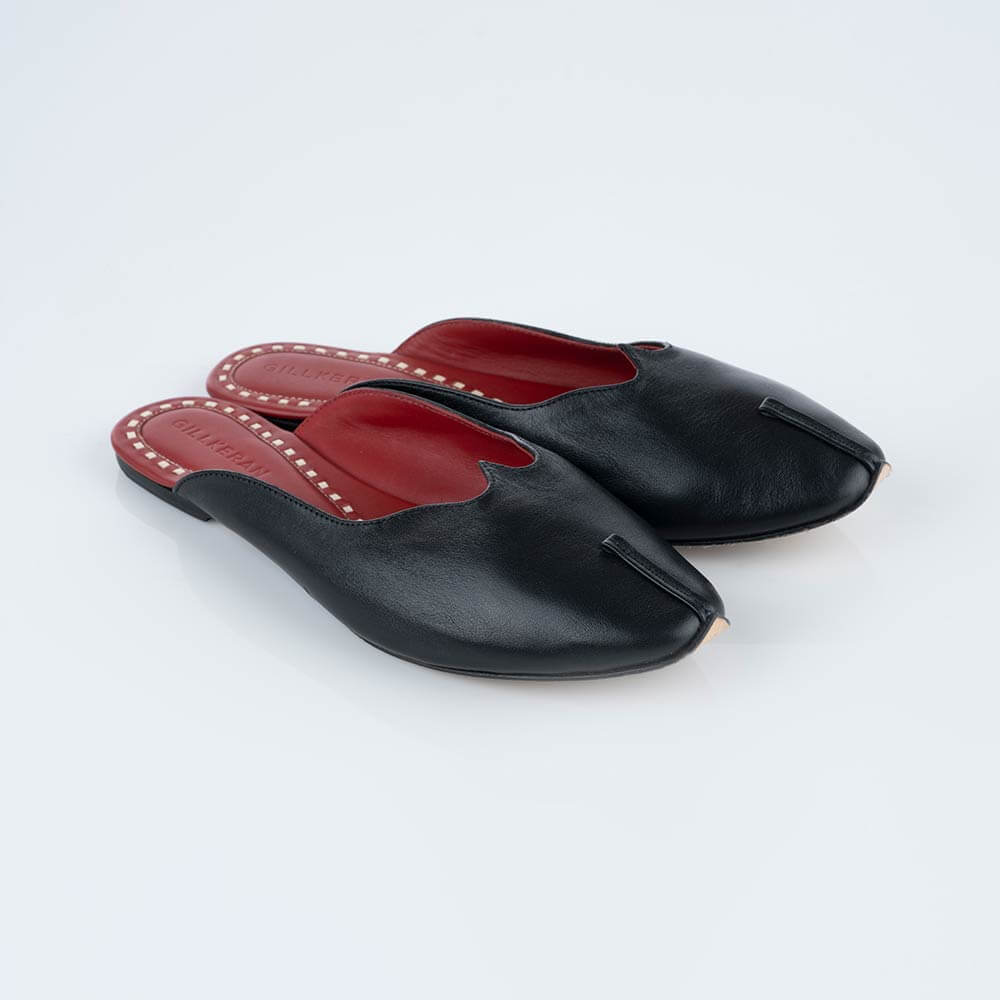 Mukstar Black Leather Mules