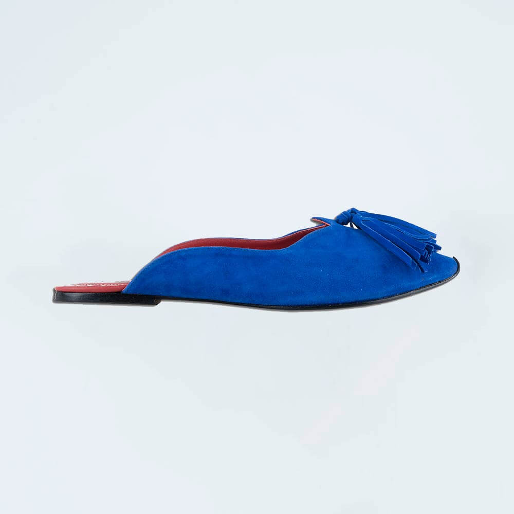 Lohoriya Suede Cobalt Blue Mules