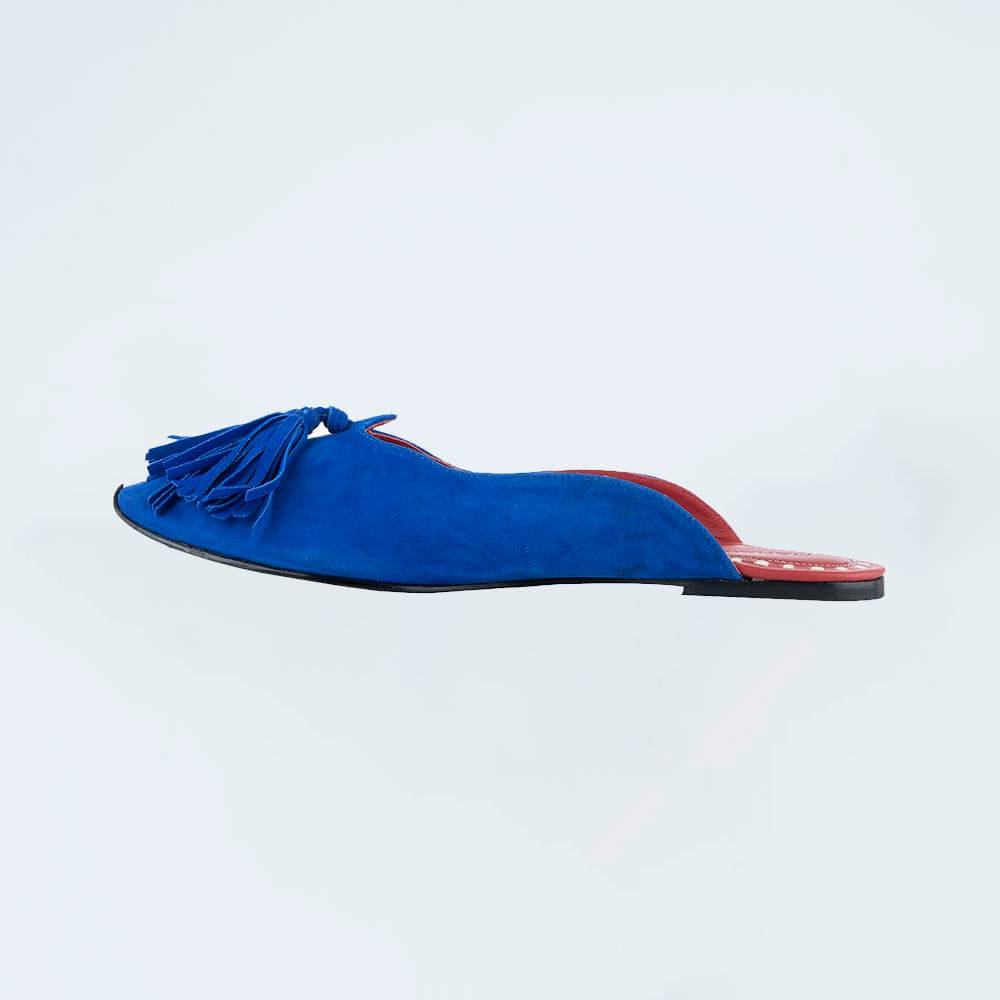 Lohoriya Suede Cobalt Blue Mules