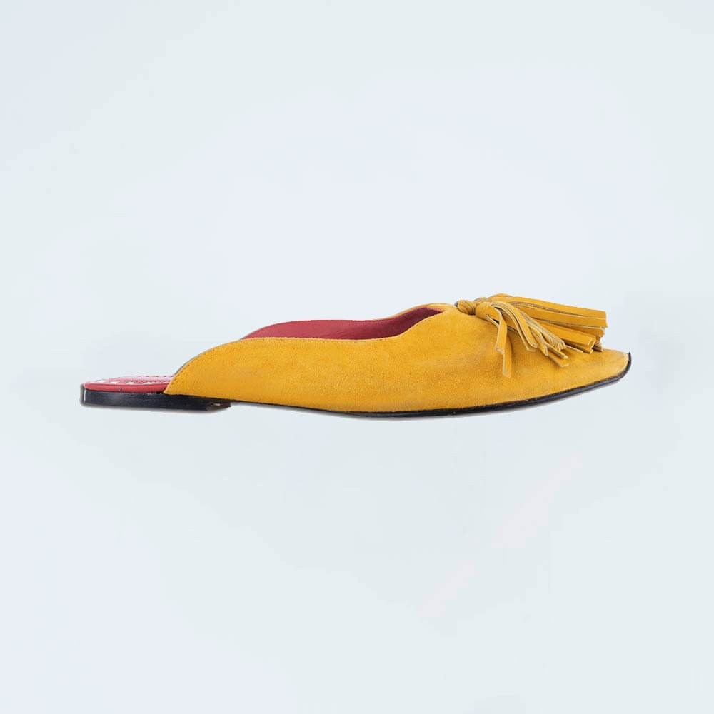 Lohoriya Suede Mustard Yellow Mules