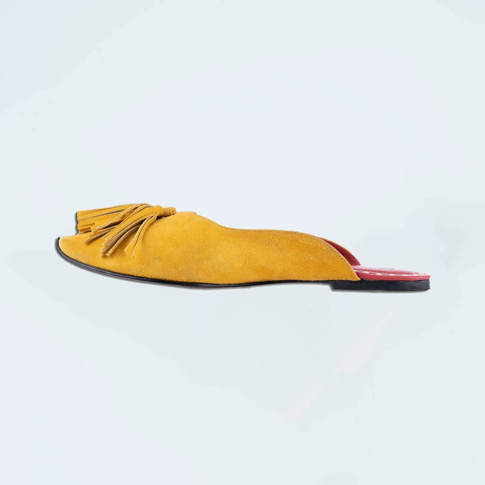 Lohoriya Suede Mustard Yellow Mules