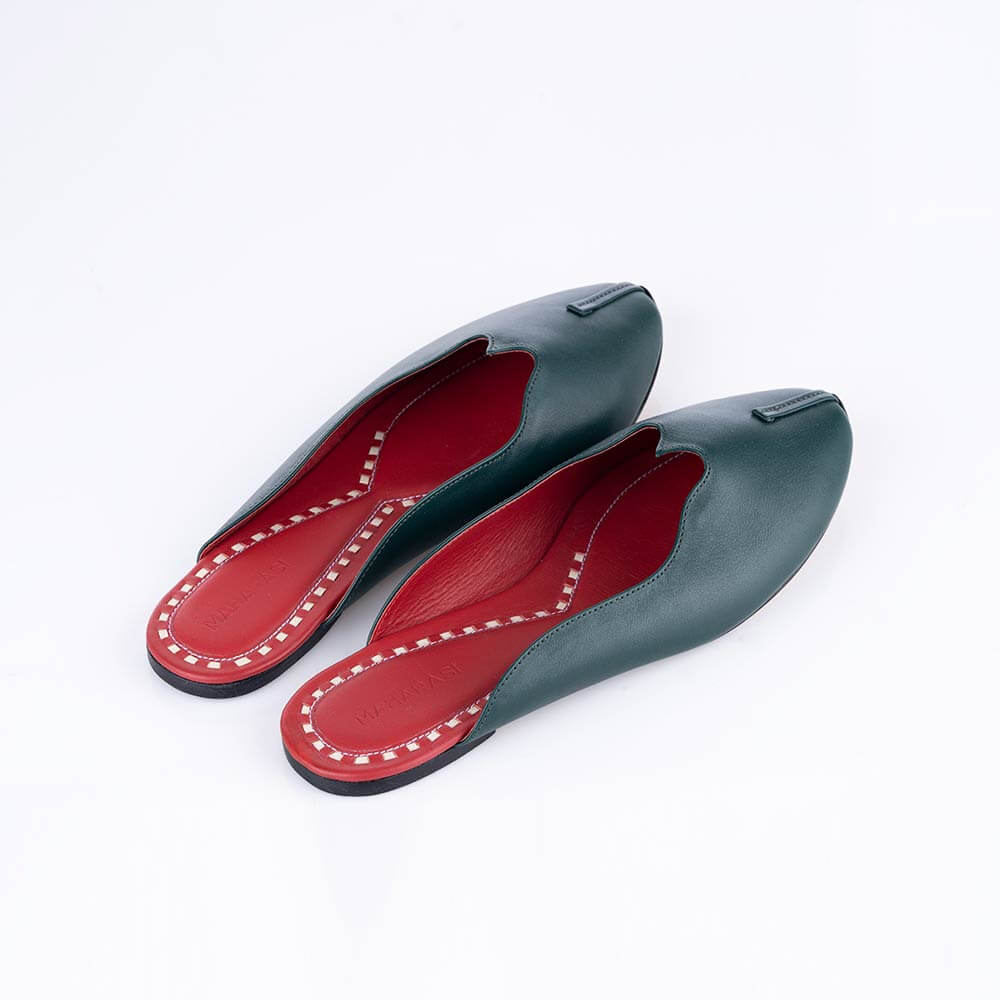 Mukstar Bottle Green Mules