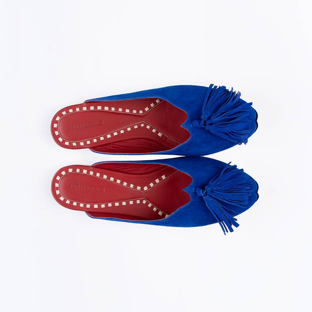 Lohoriya Suede Cobalt Blue Mules