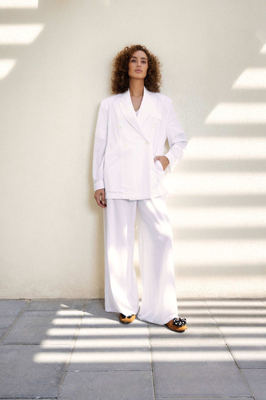 Fatima Double Breasted Blazer With Trouser White