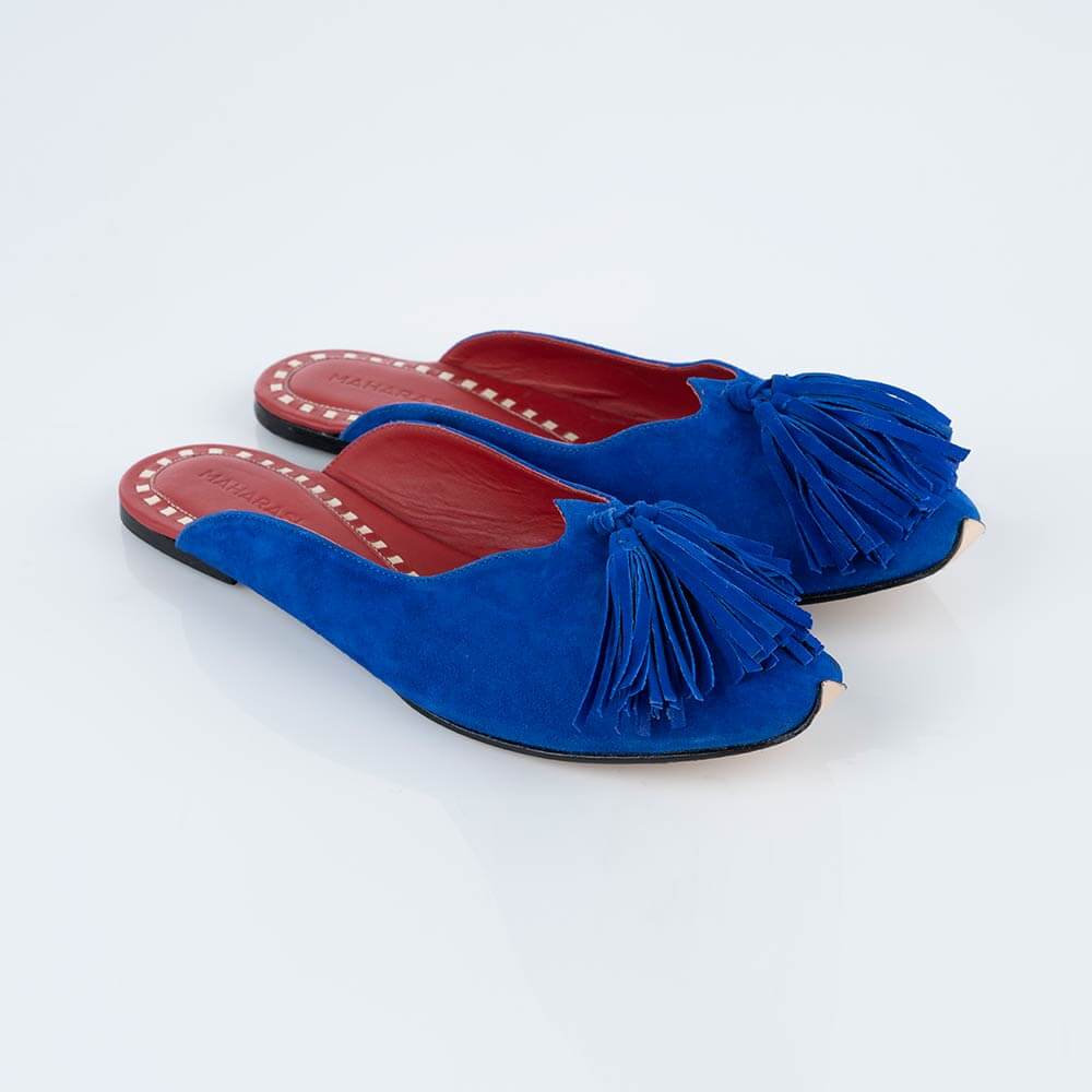 Lohoriya Suede Cobalt Blue Mules