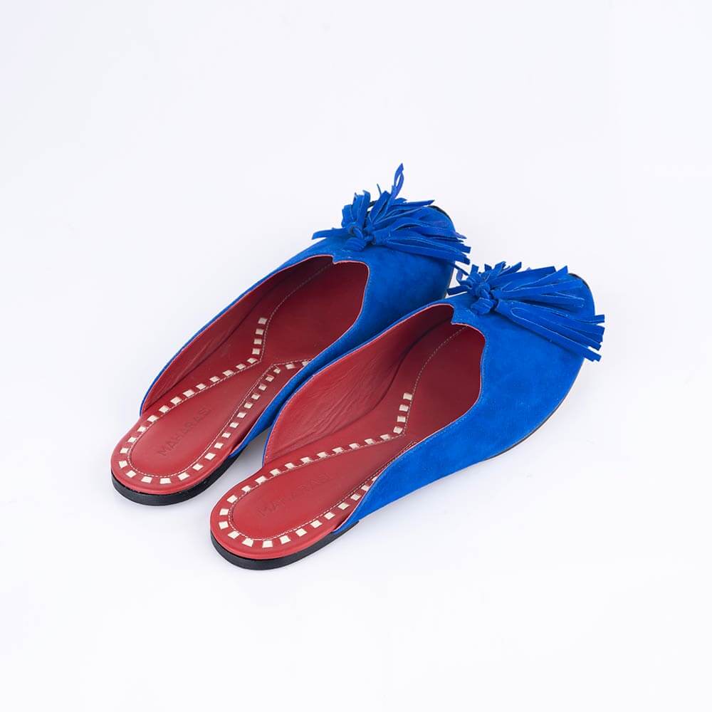 Lohoriya Suede Cobalt Blue Mules